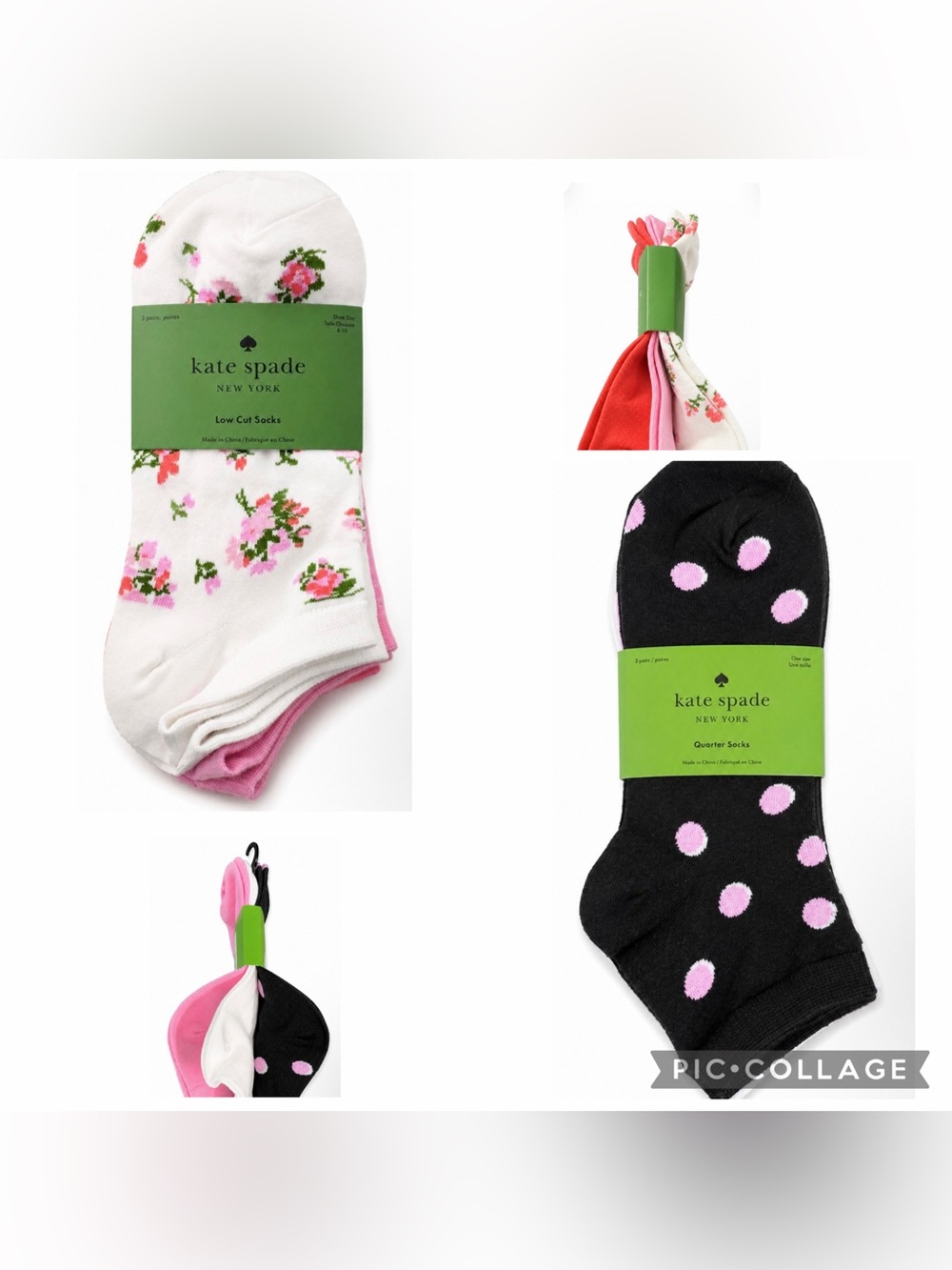 NWT Kate Spade New York Low Cut Socks - Size 4-10 - 2 sets of 3